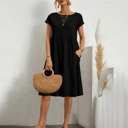 NINA | Refined dress with handmade round neckline