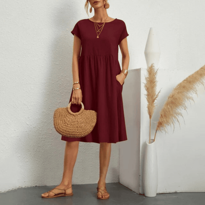 NINA | Refined dress with handmade round neckline