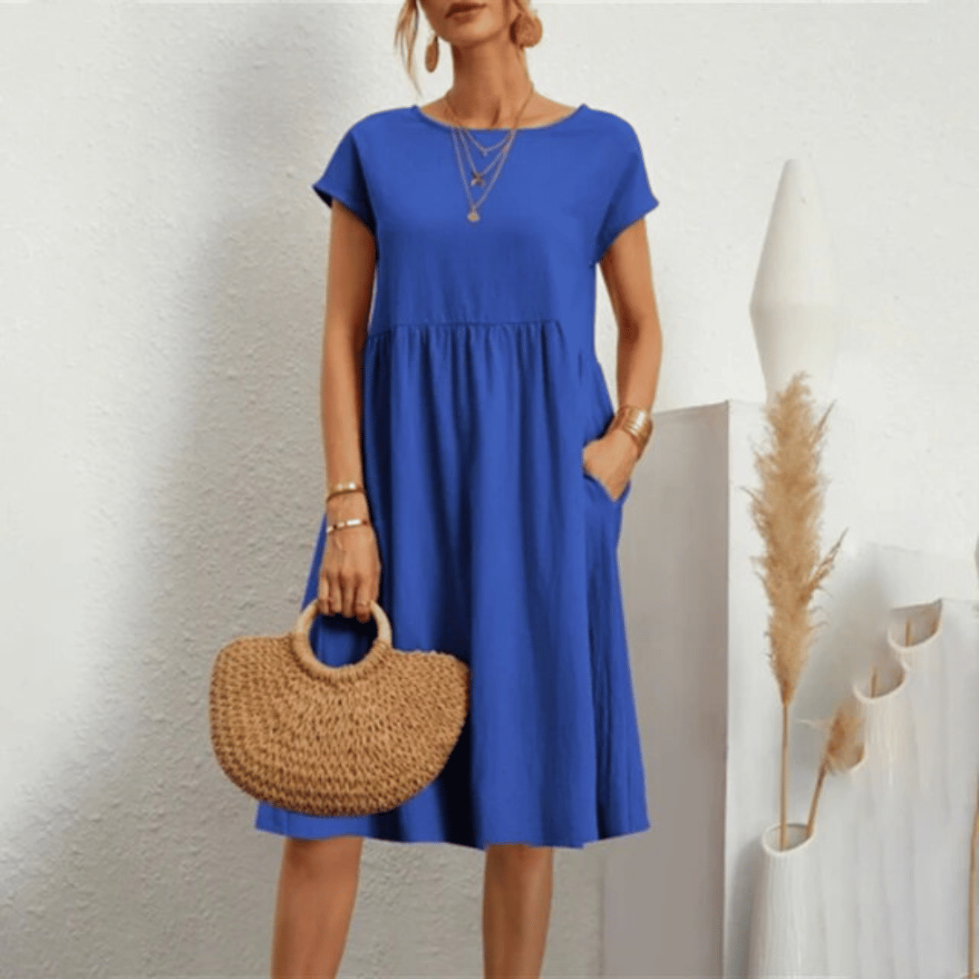 NINA | Refined dress with handmade round neckline