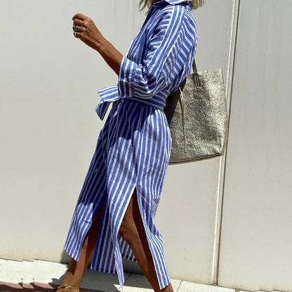 SOPHIE - Chic Striped Shirt Dress