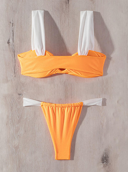 Color Block Strap Bikini Set