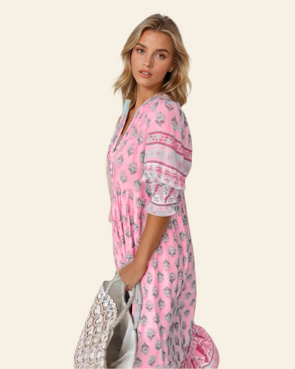 VERONA | Printed V-neck half sleeve dress