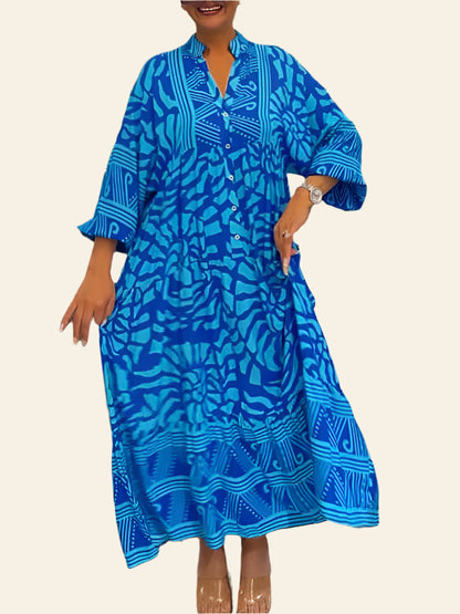 Amira - Women's V-neck Printed Loose Dress