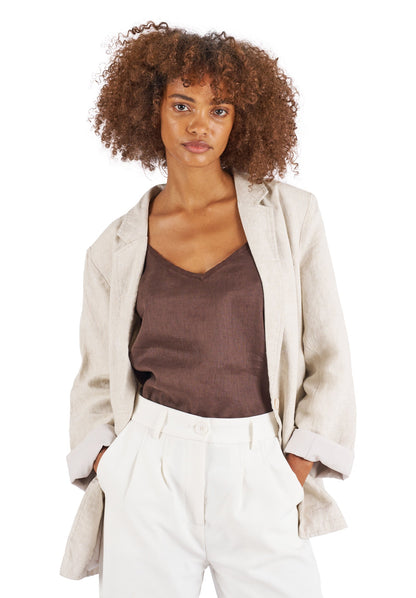 Jackie Natural Oversized Linen Blazer