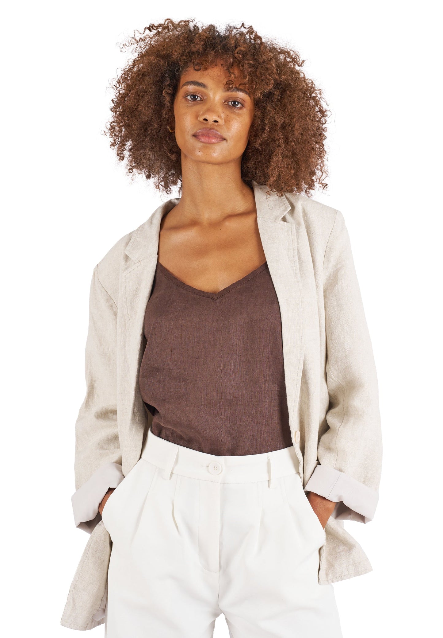 Jackie Natural Oversized Linen Blazer