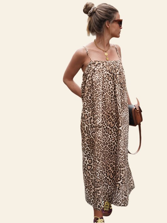 Leopard-Print Midi Dress