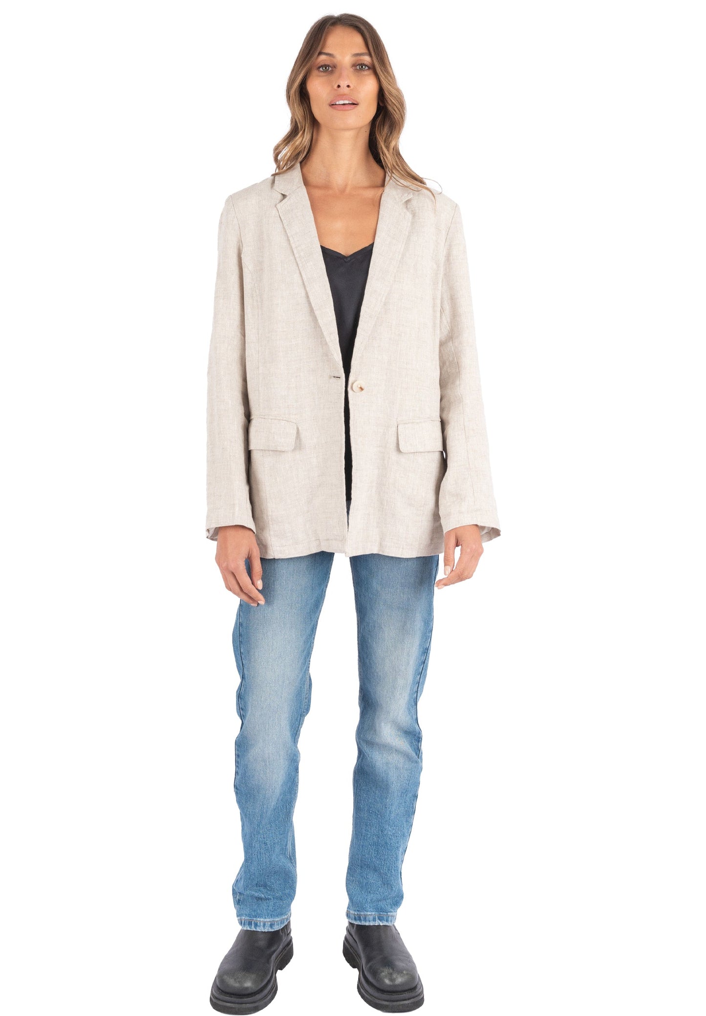 Jackie Natural Oversized Linen Blazer