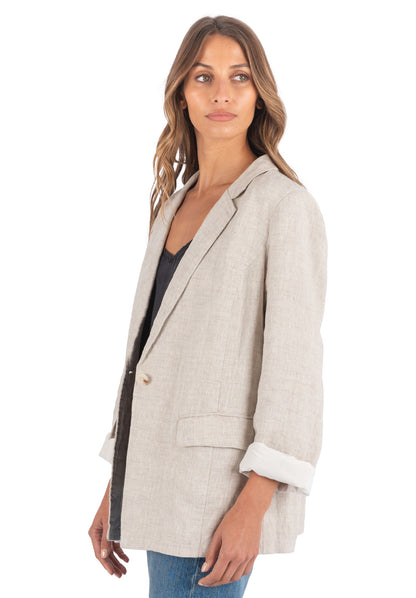 Jackie Natural Oversized Linen Blazer