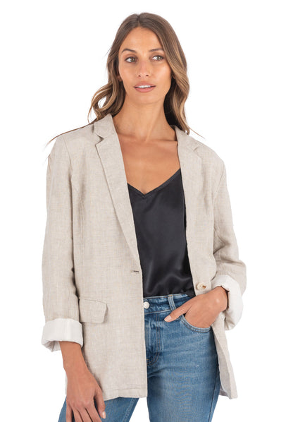 Jackie Natural Oversized Linen Blazer