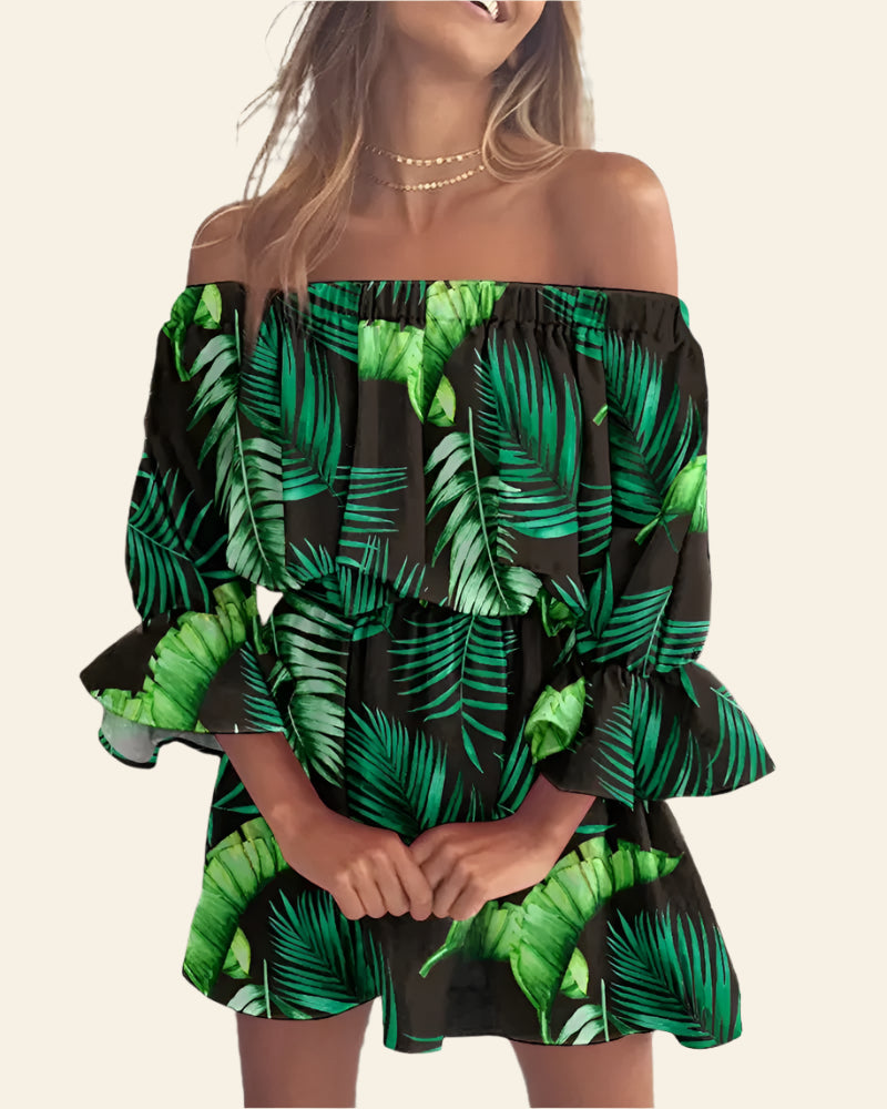 ELSIE | Sexy Off-shoulder Printed Dress