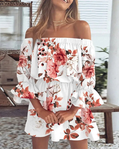 ELSIE | Sexy Off-shoulder Printed Dress