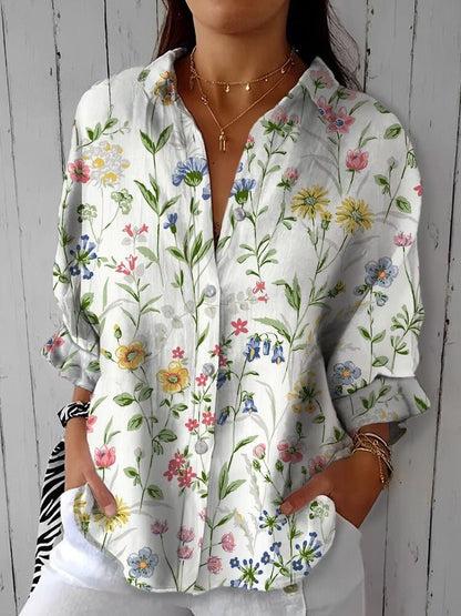 Amelia | Floral Cotton & Linen Blouse