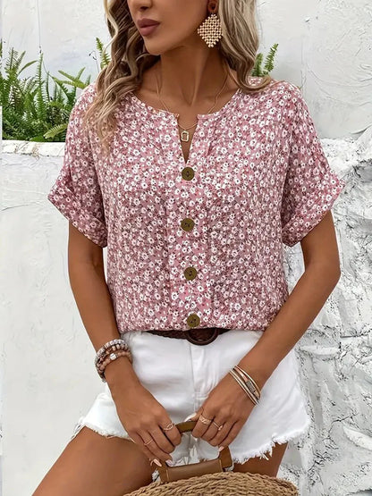 Carly | Floral Button-Up Blouse