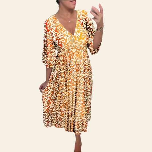 Isabella™ - Chic Bohemian Print Dress