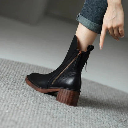 Elegant Grace™ Leather Ankle Boots for Timeless Style