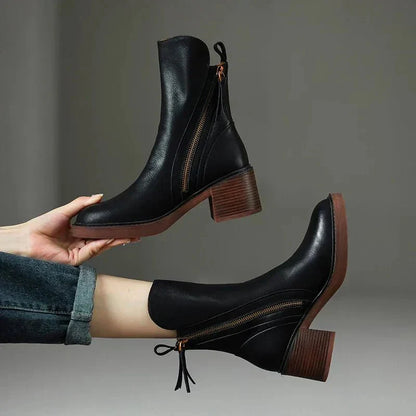 Elegant Grace™ Leather Ankle Boots for Timeless Style