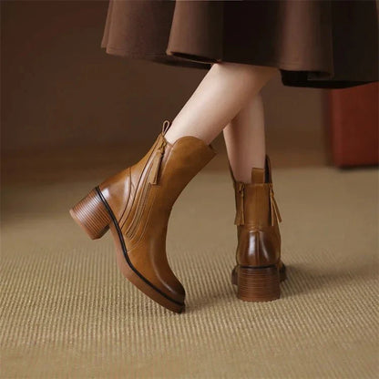 Elegant Grace™ Leather Ankle Boots for Timeless Style