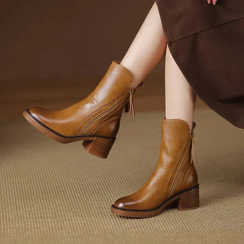 Elegant Grace™ Leather Ankle Boots for Timeless Style