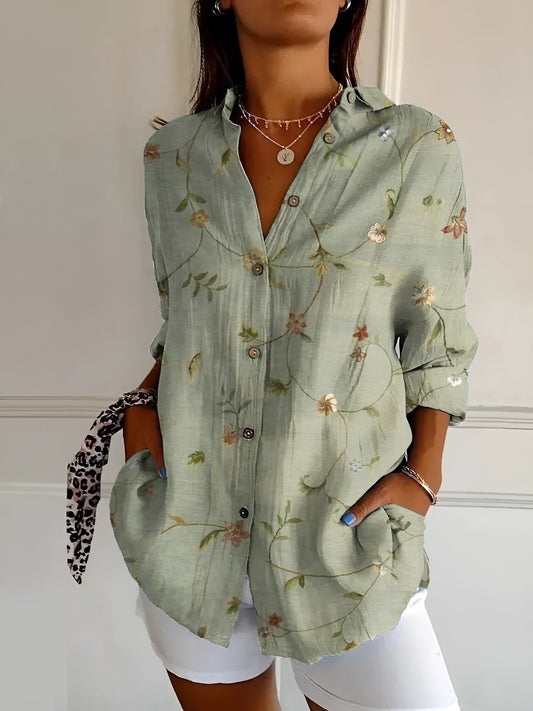 Maya | Floral Wave Cotton Blouse